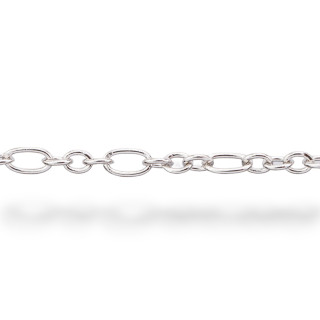Chaîne au Mètre Ovale en Argent 925 3x6mm 3+1 50cm Plaqué Rhodié