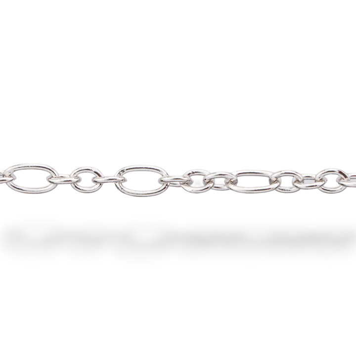 Cadena Ovalada de Plata 925 por Metro 3x6mm 3+1 50cm Rodiada