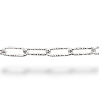 Chaîne au mètre ovale en argent 925, 50 cm rhodié