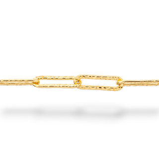 Wrought Oval 925 Silver Chain by the Meter 12x38mm 50cm Golden