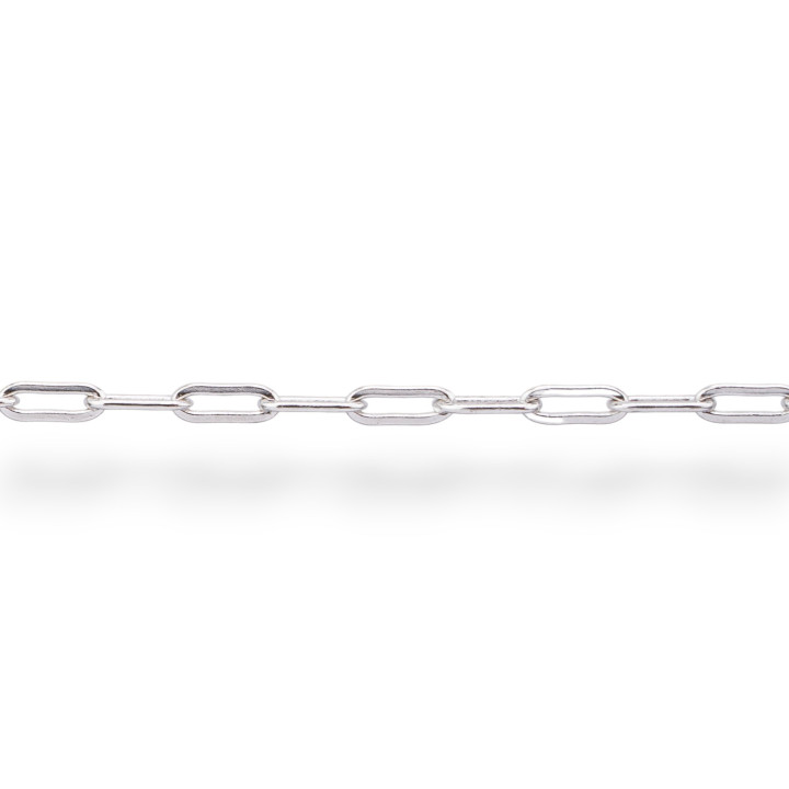 Cadena rectangular de plata 925 por metro, 1,7 x 4,5 mm, 50 cm, rodiada