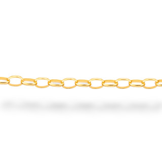 Ovale Rolo-Kette aus 925er Silber, Meterware, 2,6 x 3,6 mm, 50 cm, golden