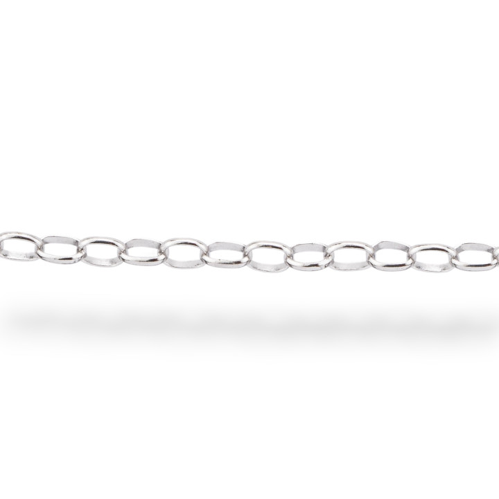 925 Silver Rolo' Oval Chain by the Meter 2.6x3.6mm 50cm Rhodium Plated