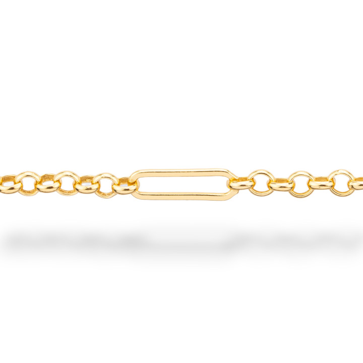 Catena A Metraggio Di Argento 925 Rolo’ 3mm + Ovale 3x12mm 1 Metro Dorato