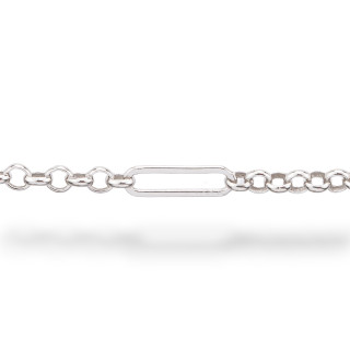 Cadena Rolo' de Plata 925 por Metro 3mm + Oval 3x12mm 50cm Rodiada