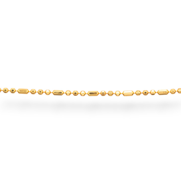 Kette pro Meter aus 925er Silber, Kugel und facettiertem Zylinder, 1,2 mm, 50 cm, golden
