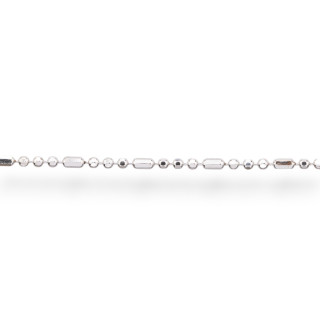 Kette als Meterware aus 925er Silber, Kugel und facettierter Zylinder, 1,2 mm, 50 cm, rhodiniert