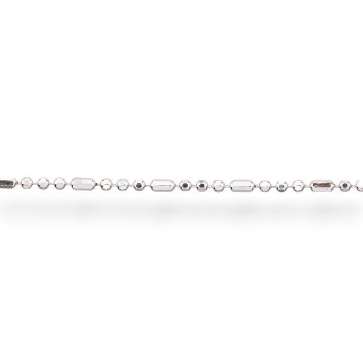 Kette als Meterware aus 925er Silber, Kugel und facettierter Zylinder, 1,2 mm, 50 cm, rhodiniert
