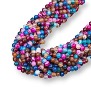 Agate Striée Multicolore Ronde Lisse 04mm