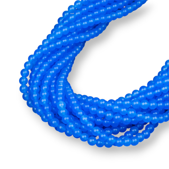 Giada Ghiaccio (Icy Jade) Blu Tondo Liscio  4mm