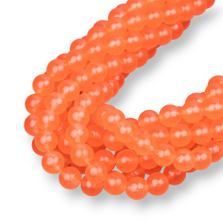 Ice Jade (Icy Jade) Pamplemousse Rose Rond Lisse 8mm