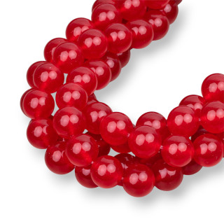 Ice Jade (Icy Jade) Rouge Rond Lisse 12mm