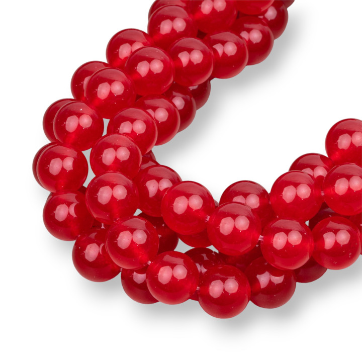 Ice Jade (Icy Jade) Rojo Redondo Liso 12mm