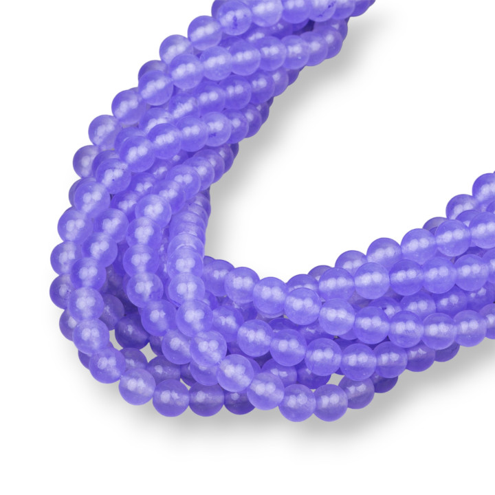 Giada Ghiaccio (Icy Jade) Viola Tondo Liscio  4mm