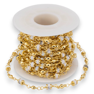 Brass Rosary Chain With Semi-precious Stones Rondelle 5mm 5 Meters Aulite