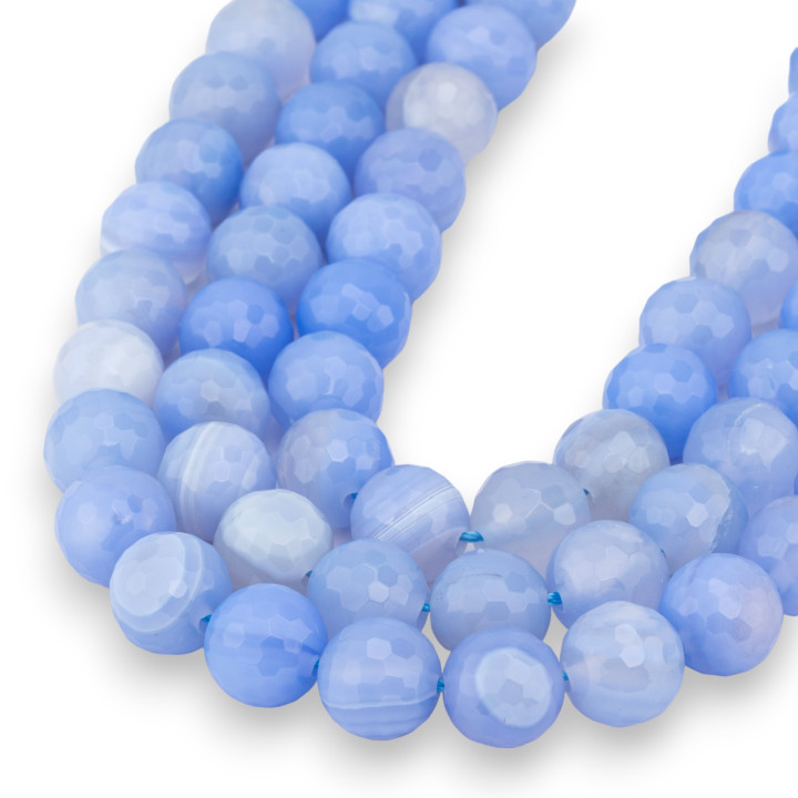 Agate Céleste Calcédoine Striée Facette 10mm