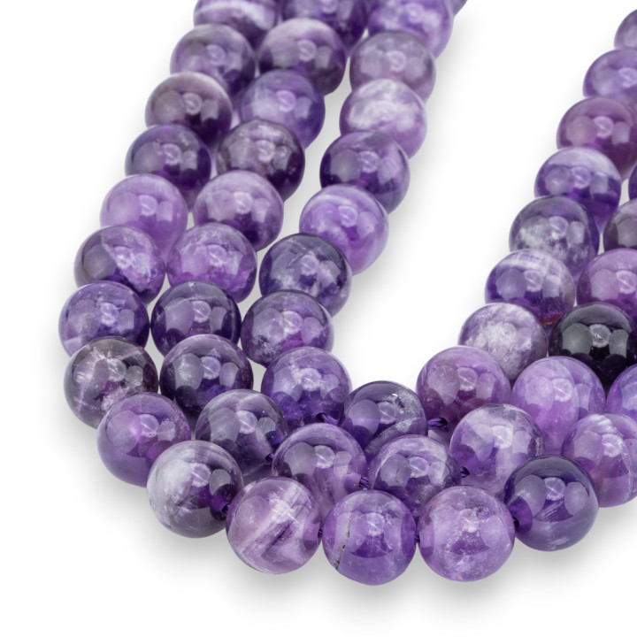 Smooth Round Fossil Amethyst 10mm