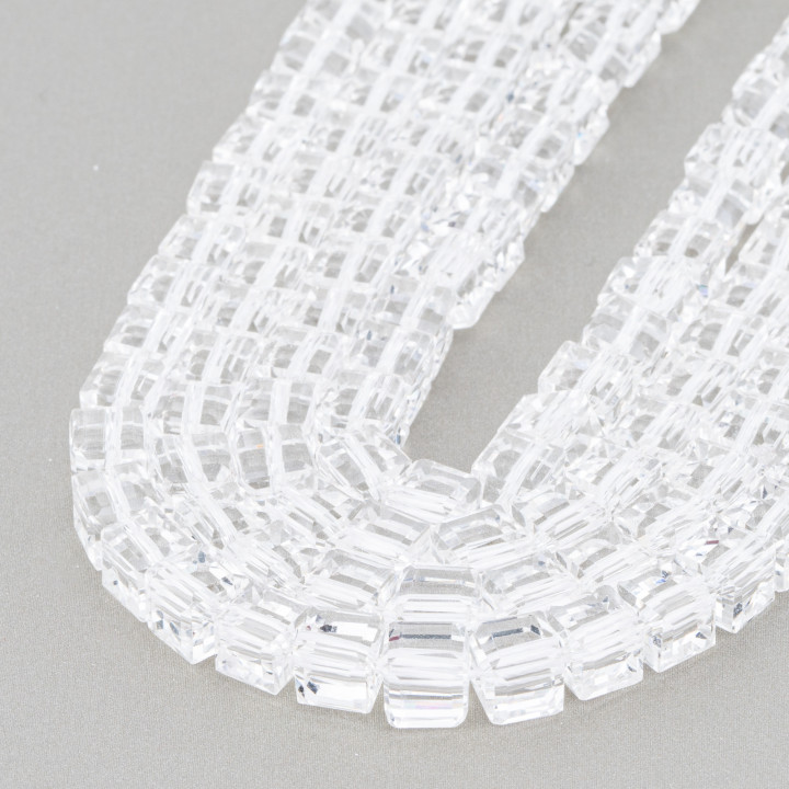 Transparent Crystal Faceted Cube 7mm