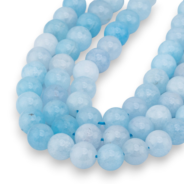 Jade-Aquamarin, klar, rund, glatt, 10 mm