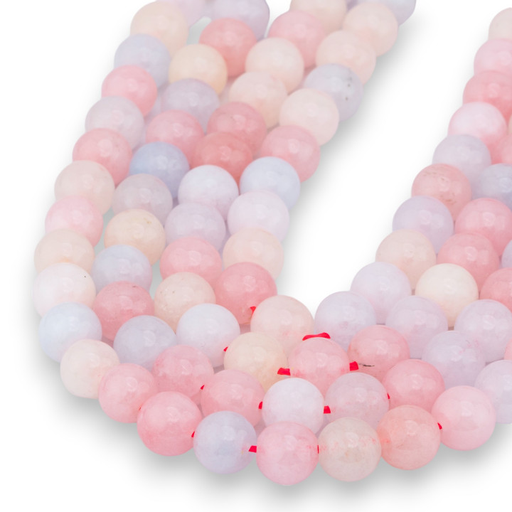 Jade Morganite Multicolore Clair Rond Lisse 08mm