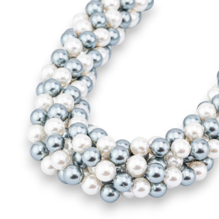 Perle di Maiorca Bianca E Grigio Silver Tondo Liscio  6mm