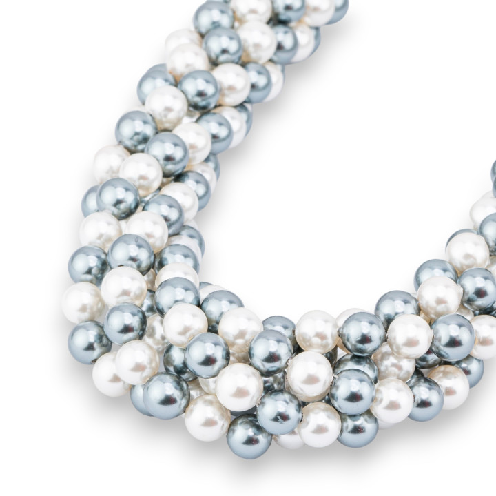 White and Silver Gray Majorca Pearls Round Smooth 06mm
