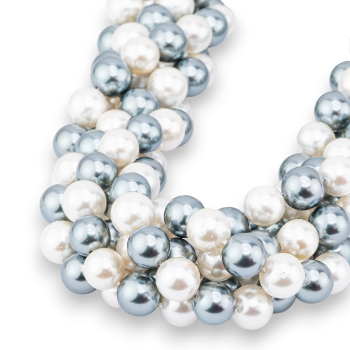 Perle di Maiorca Bianca E Grigio Silver Tondo Liscio  8mm