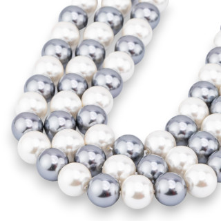 Perlas de Mallorca Blancas y Gris Plata Redondas Lisas 10mm
