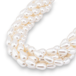 Majorca Pearls with Glass Core Smooth Drop 6x9mm White