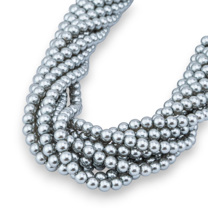 Perles de Majorque avec noyau en verre rond lisse 04 mm gris