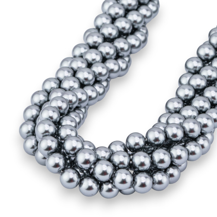 Majorca Beads with Smooth Round Glass Core 06mm Grey