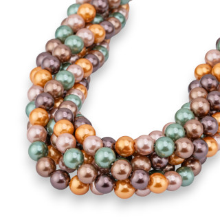 Perle di Maiorca Con Nucleo Di Vetro Tondo Liscio  6mm Multicolor MOD3