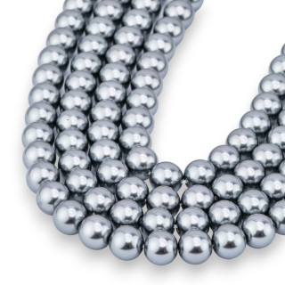 Majorca Beads with Smooth Round Glass Core 08mm Grey