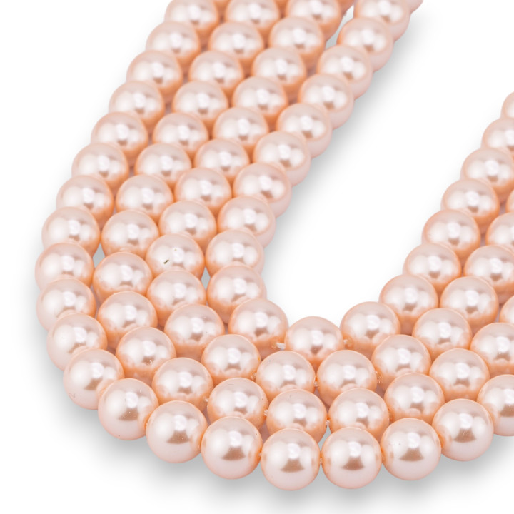 Perles de Majorque avec noyau de verre rond lisse 08 mm rose