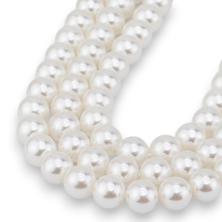 Perles de Majorque avec noyau en verre rond lisse 10 mm blanc