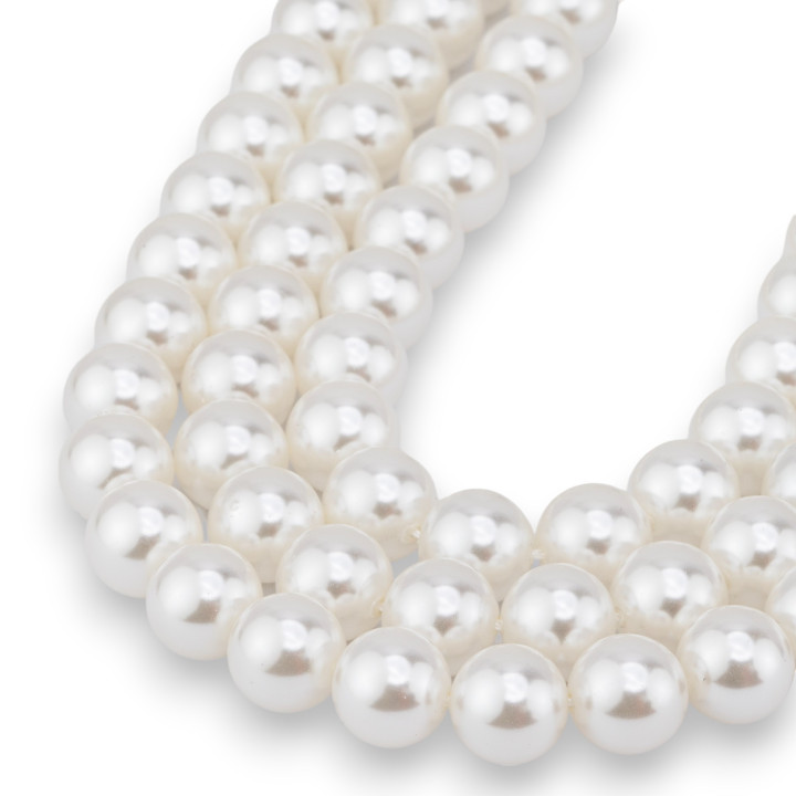 Majorca Pearls with Smooth Round Glass Core 10mm White