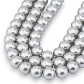 Perle di Maiorca Con Nucleo Di Vetro Tondo Liscio 10mm Grigio Silver