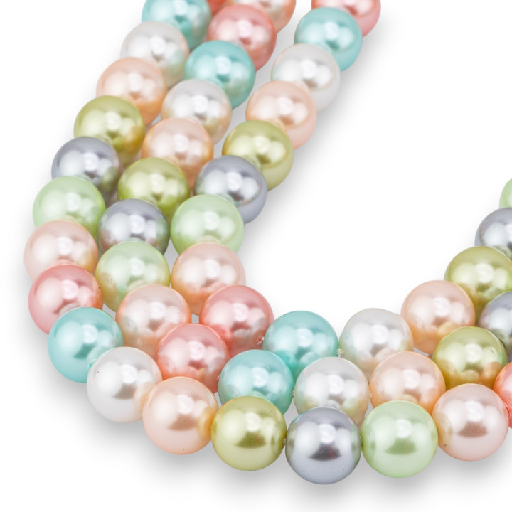 Perles de Majorque avec noyau de verre rond lisse 10 mm multicolore MOD1