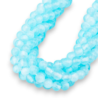 Selenit, rund, glatt, 6 mm, Hellblau