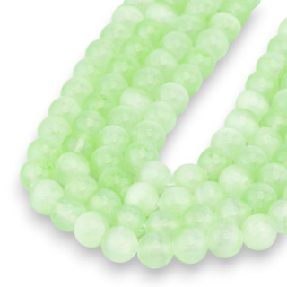 Sélénite Ronde Lisse 8mm Vert Pomme