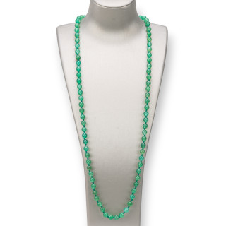 Collar Charlestón De Piedras Semipreciosas 08mm Anudado 120cm Ágata Verde Claro