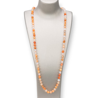 Charleston Collier De Pierres Semi-précieuses 08mm Nouées 120cm Cornaline Multicolore Clair