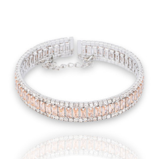 Semi-rigid Bronze Bracelets With Champagne Rhodium-Plated CZ Crystals