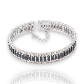 Bracelets semi-rigides en bronze avec cristaux CZ rhodiés noirs