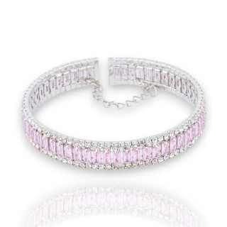 Pulseras semirrígidas de bronce con cristales CZ rodiados en rosa