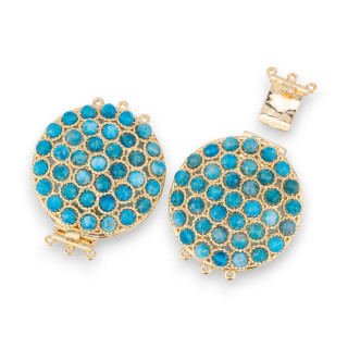 Bronze Clasp With Beads Linked On Filigree 30x40mm 3 Rows 2pcs Golden Apatite