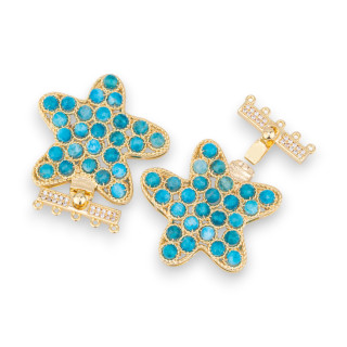 Fermoir Bronze Avec Perles Reliées Sur Étoile De Mer Filigrane 33x37mm 5 Rangs 2pcs Apatite Dorée