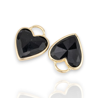 Connecteur de composant de pendentif en laiton forme coeur avec pierres semi-précieuses 20mm 4pcs Onyx doré