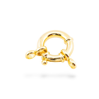 925 Silver Spring Ring Clasp 16mm With Barrel 3.5mm External 1pc Golden