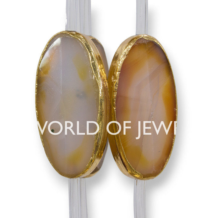 Achatkantig Rotgold Oval facettierte Platte 20x40mm 6St